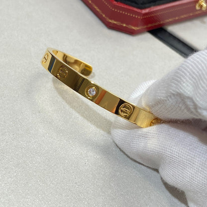 [Everoly JW]LOVE BRACELET 6.1MM 1 DIAMOND OPEN CUFF