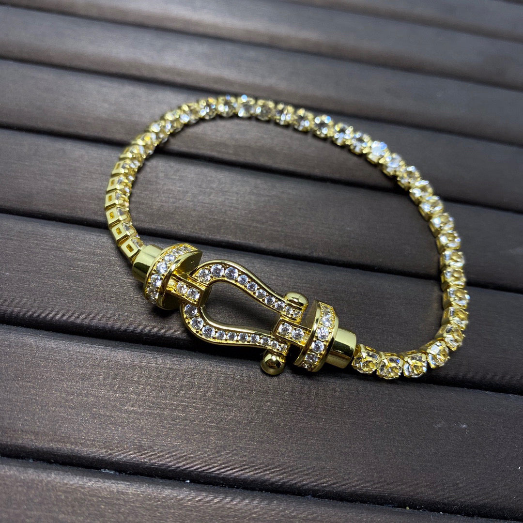 [Everoly JW]FORCE GROSSES HUFEISEN-TENNISARMBAND MIT VOLLEN DIAMANTEN 
