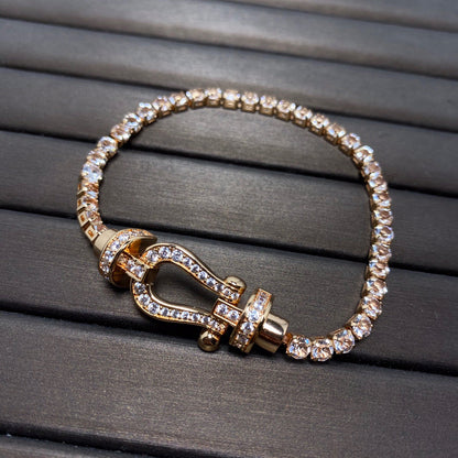 [Everoly JW]FORCE GROSSES HUFEISEN-TENNISARMBAND MIT VOLLEN DIAMANTEN 