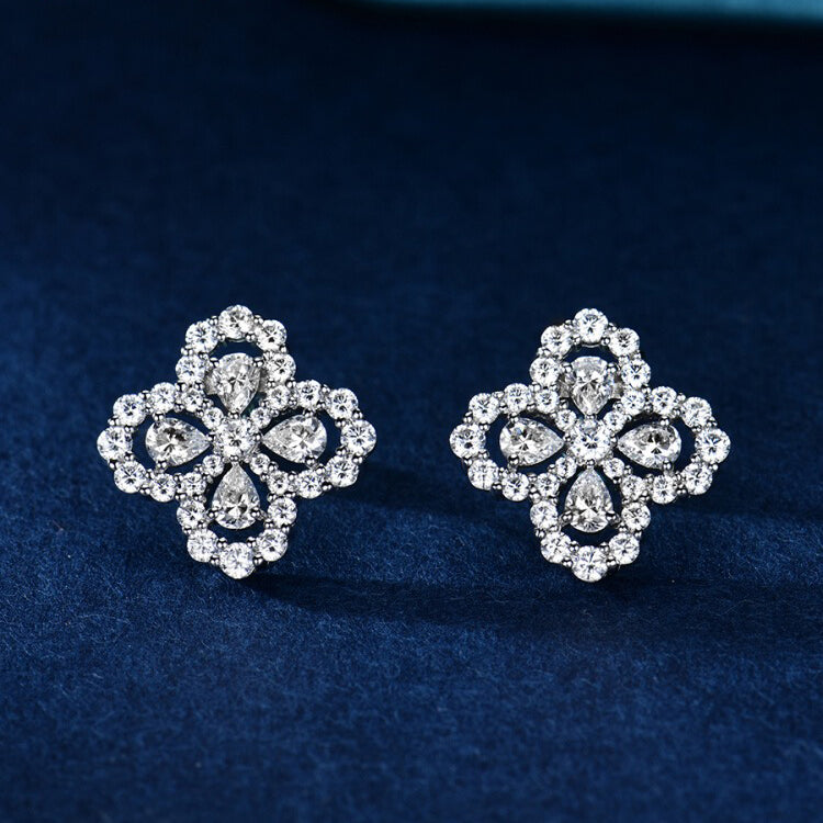 [Elitejewels]LOOP EARRINGS FULL MOTIF DIAMOND 16MM SILVE