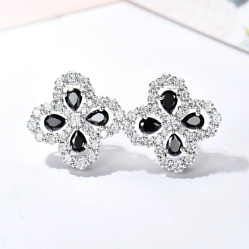 [Elitejewels]LOOP EARRINGS FULL MOTIF DIAMOND 16MM SILVE