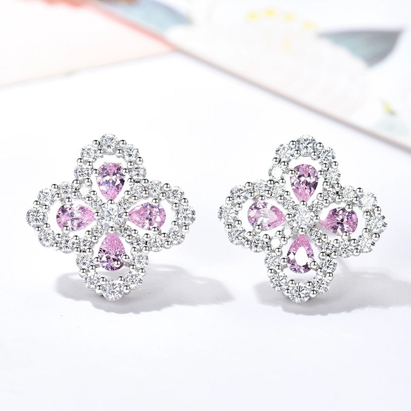 [Elitejewels]LOOP EARRINGS FULL MOTIF DIAMOND 16MM SILVE