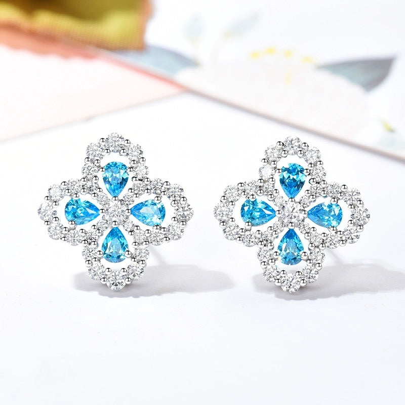 [Elitejewels]LOOP EARRINGS FULL MOTIF DIAMOND 16MM SILVE