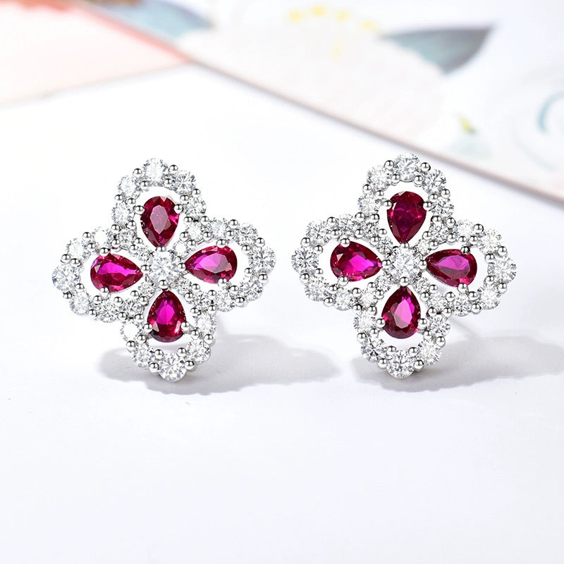 [Elitejewels]LOOP EARRINGS FULL MOTIF DIAMOND 16MM SILVE