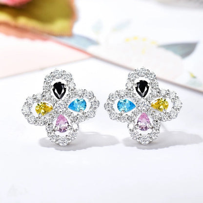 [Elitejewels]LOOP EARRINGS FULL MOTIF DIAMOND 16MM SILVE