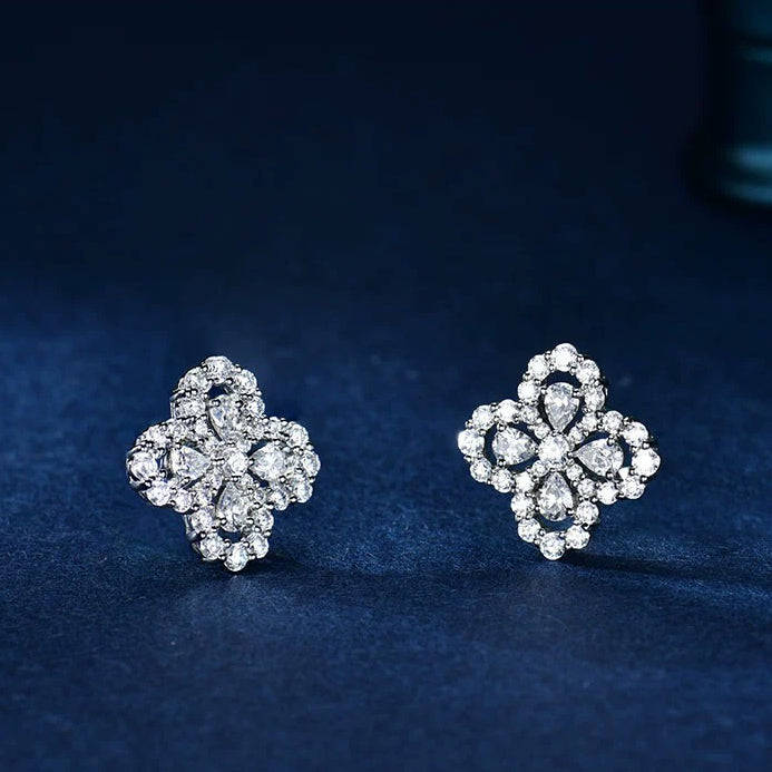 [Elitejewels]LOOP EARRINGS FULL MOTIF DIAMOND 16MM SILVE