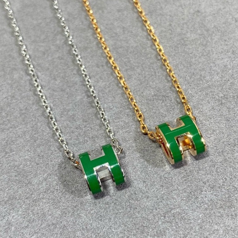 [Everoly JW]POP H GREEN NECKLACE SILVER AND GOLD