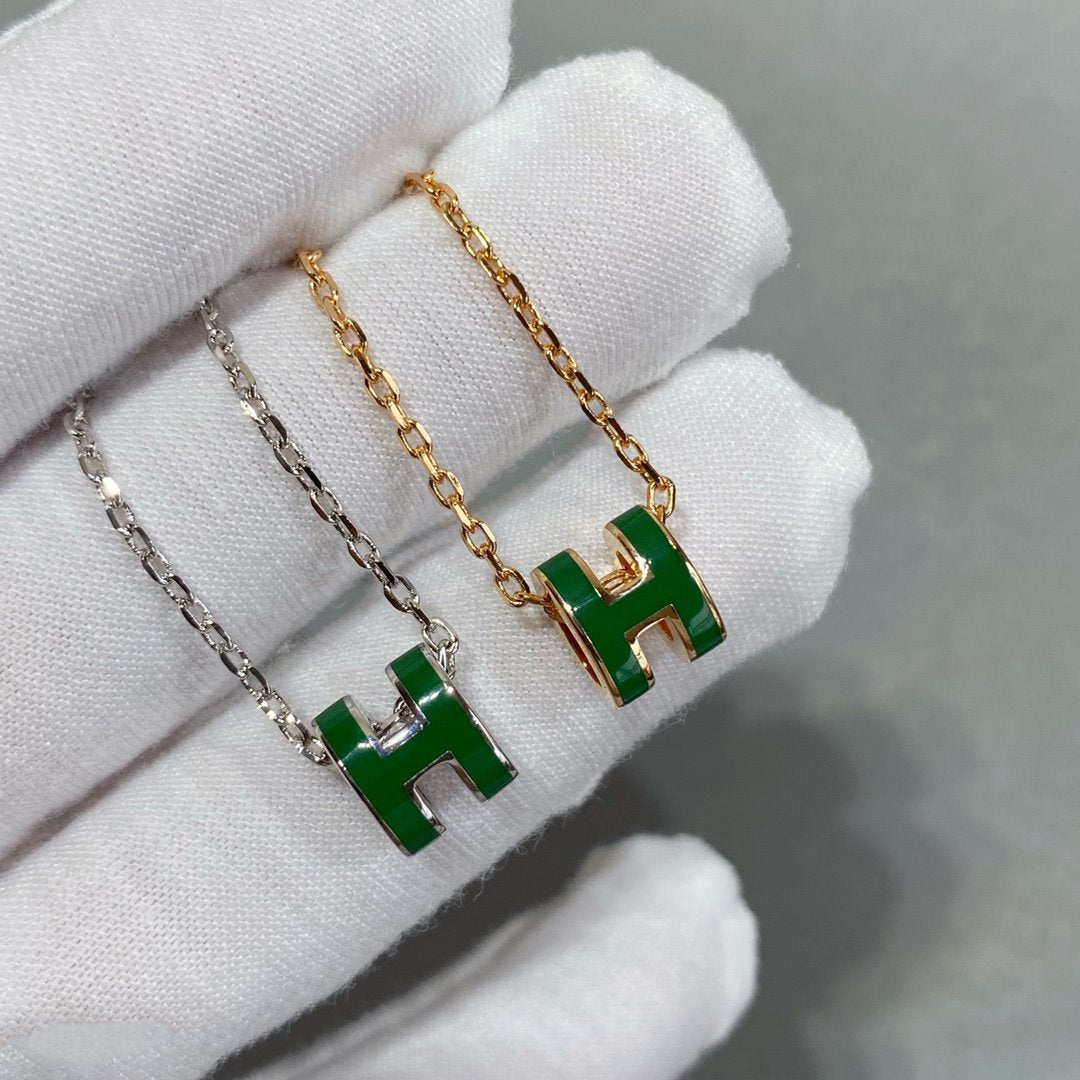 [Everoly JW]POP H GREEN NECKLACE SILVER AND GOLD