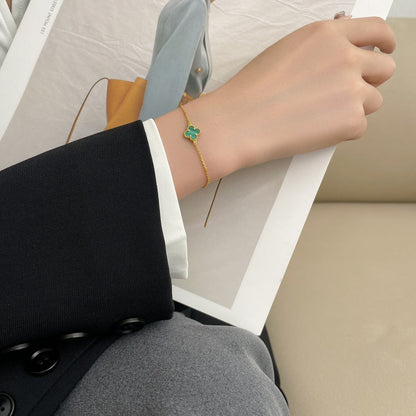 [Everoly JW]CLOVER ARMBAND MALACHIT 1 MOTIV