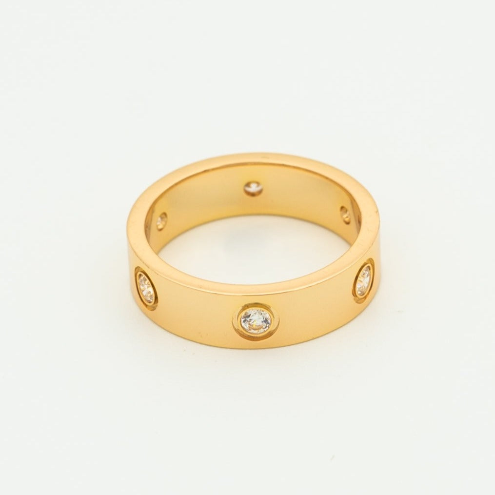 [Elitejewels]LOVE RING 5.5MM 6 DIAMONDS PINK GOLD