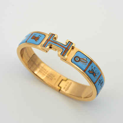 [Everoly JW]H PINK GOLD BRACELET BLUE CERAMIC