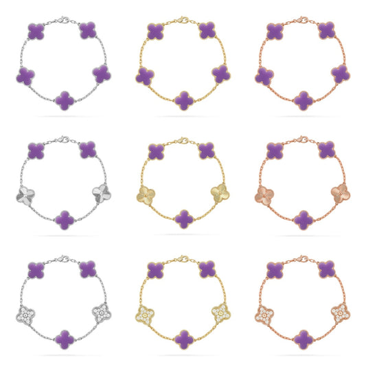 [Everoly JW] CLOVER 5 MOTIF LIGHT PURPLE BRACELET COLLECTION