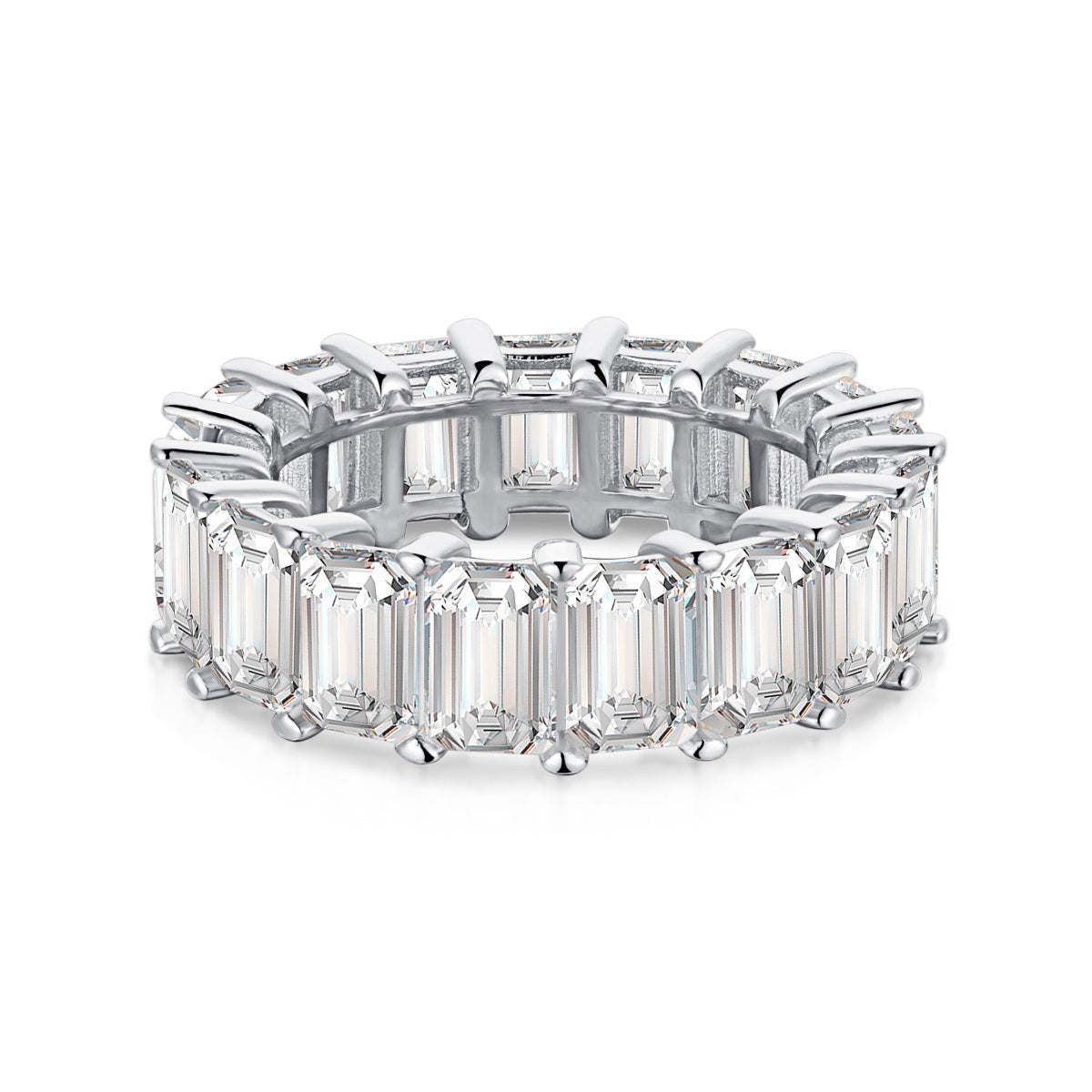 [Everoly JW]Eleganter Tennisring im Smaragdschliff mit 0,75 Karat