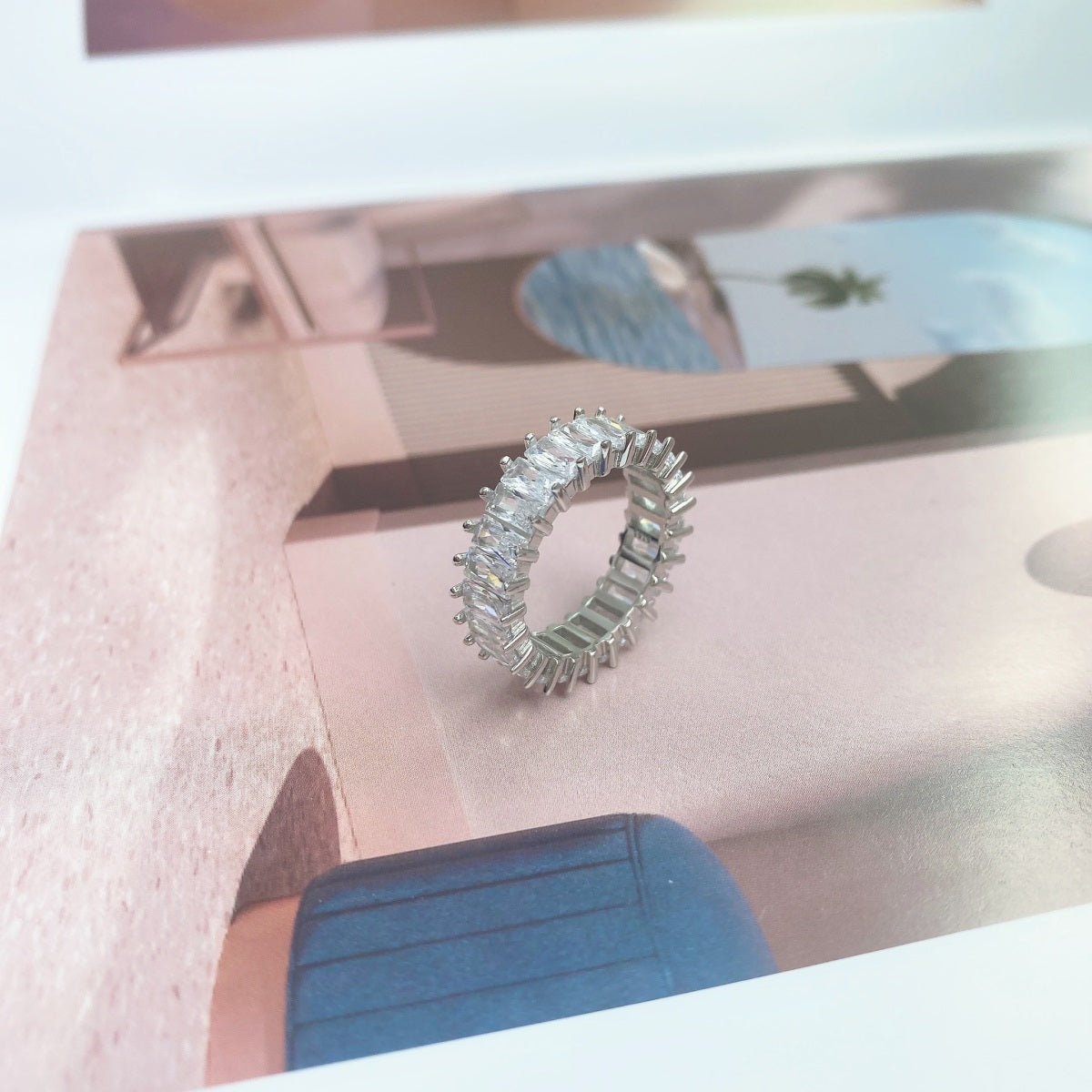 [Everoly JW]Einzigartiger farbenfroher Ring im Radiantschliff