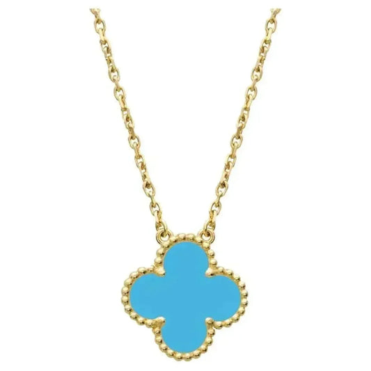 [Elitejewels]CLOVER 15MM VINTAGE TURQUOISE NECKLACE