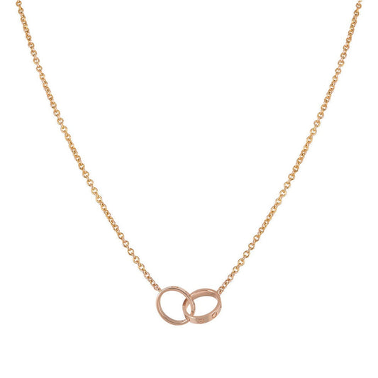 [Everoly JW]LIEBESHALSKETTE DOPPELRING ROSA GOLD