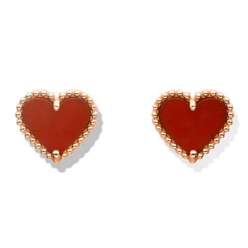 [Elitejewels]HEART CARNELIAN STUD EARRINGS