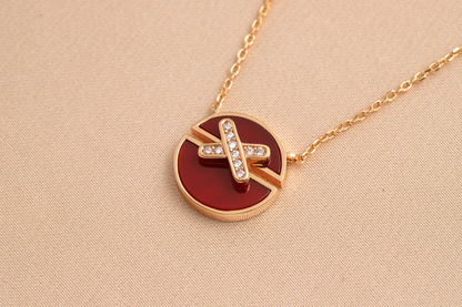 [Everoly JW]JEUX DE PINK GOLD DIAMOND NECKLACE