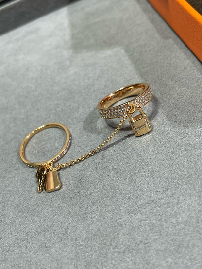 [Elitejewels]HM KELLY CLOCHETTE DOUBLE RING IN ROSE GOLD WITH DIAMONDS