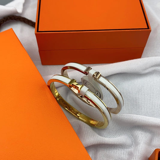 [Everoly JW]CLASSIC HM CLIC WHITE 8MM ENAMEL BRACELET
