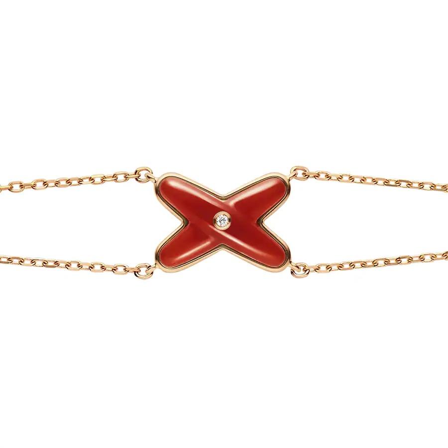 [Elitejewels]JEUX BRACELET CARNELIAN PINK GOLD 1 DIAMOND