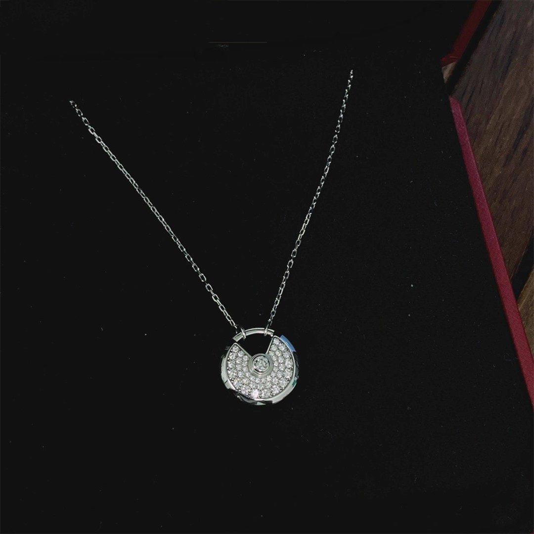 [Elitejewels]AMULETTE SILVER FULL DIAMOND NECKLACE