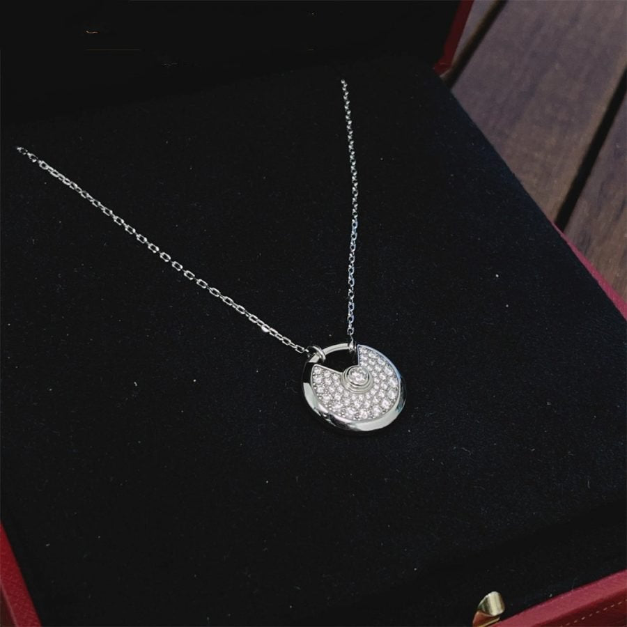 [Elitejewels]AMULETTE SILVER FULL DIAMOND NECKLACE