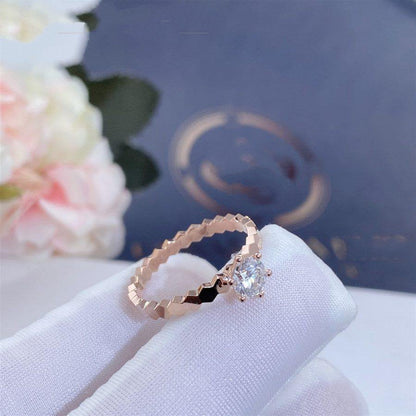 [Elitejewels]BEE LOVE RING PINK GOLD 1 DIAMOND