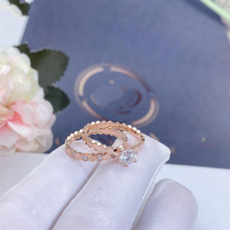 [Elitejewels]BEE LOVE RING PINK GOLD 1 DIAMOND