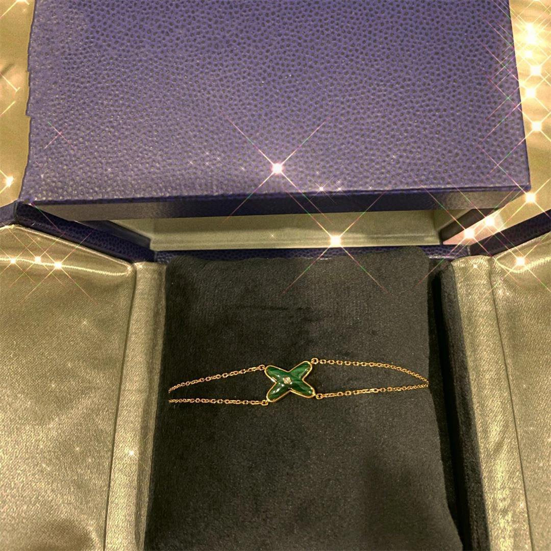 [Elitejewels]JEUX BRACELET MALACHITE PINK GOLD 1 DIAMOND