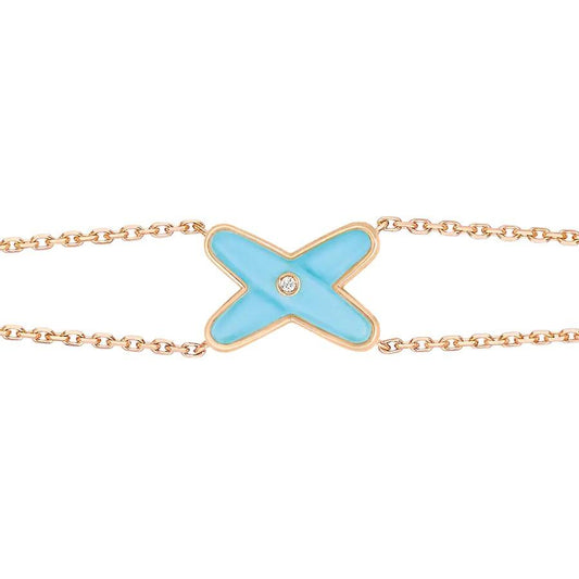 [Elitejewels]JEUX BRACELET TURQUOISE PINK GOLD 1 DIAMOND