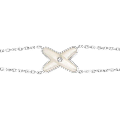 [Elitejewels]JEUX BRACELET WHITE MOP SILVER 1 DIAMOND