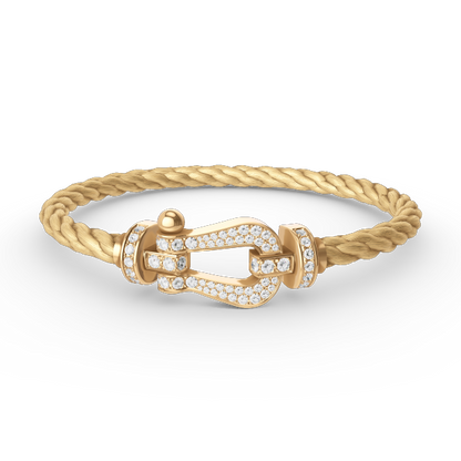 [Elitejewels]FORCE LARGE HORSESHOE FULL DIAMOND BRACELET GOLD