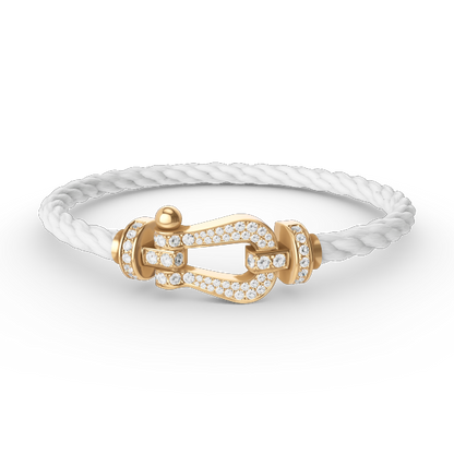 [Elitejewels]FORCE LARGE HORSESHOE FULL DIAMOND BRACELET GOLD