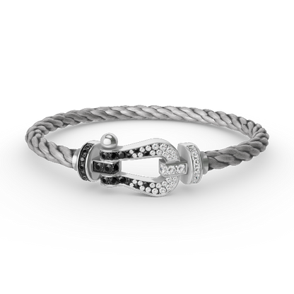 [Elitejewels]FORCE LARGE HORSESHOE BLACK WHITE DIAMOND BRACELET SILVER