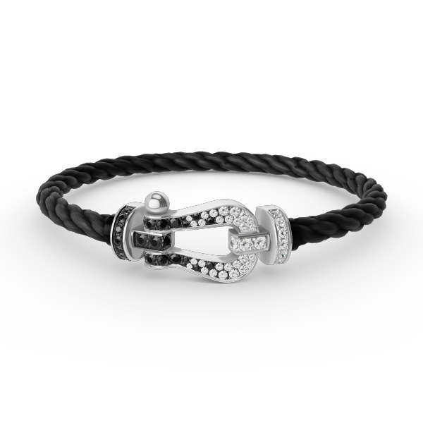 [Elitejewels]FORCE LARGE HORSESHOE BLACK WHITE DIAMOND BRACELET SILVER