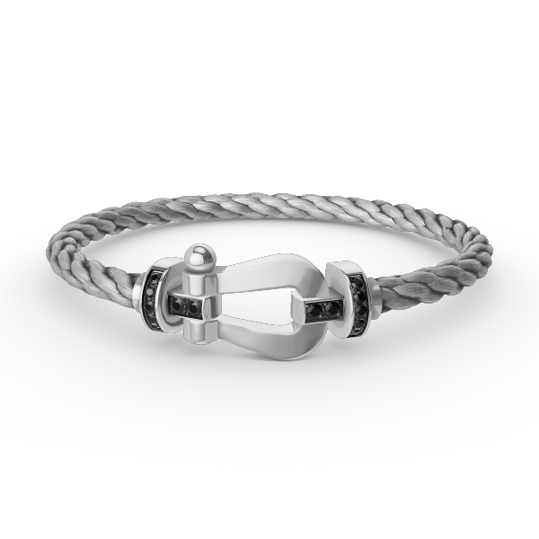[Everoly JW]フォース ラージホースシュー ブラックダイヤモンドブレスレット シルバー