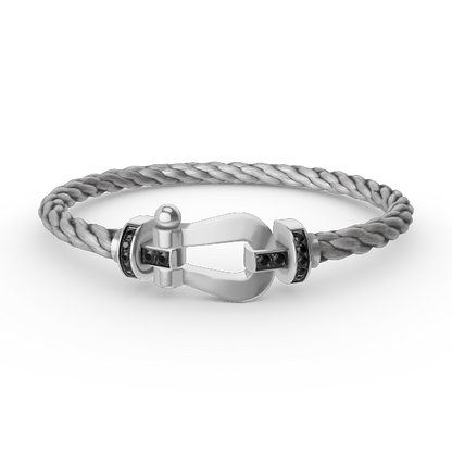 [Everoly JW]フォース ラージホースシュー ブラックダイヤモンドブレスレット シルバー