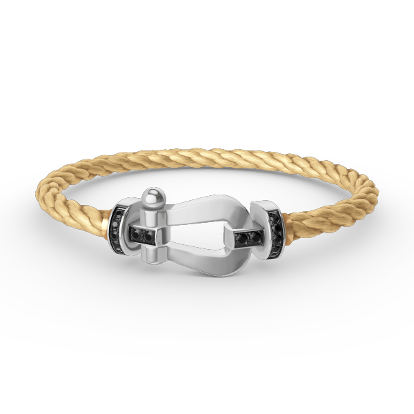 [Everoly JW]フォース ラージホースシュー ブラックダイヤモンドブレスレット シルバー