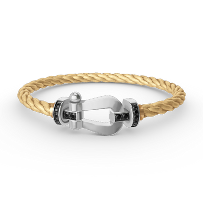 [Everoly JW]フォース ラージホースシュー ブラックダイヤモンドブレスレット シルバー