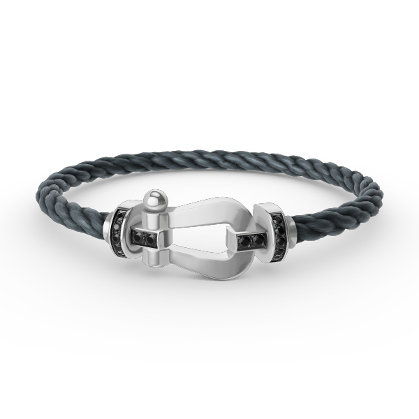 [Everoly JW]フォース ラージホースシュー ブラックダイヤモンドブレスレット シルバー
