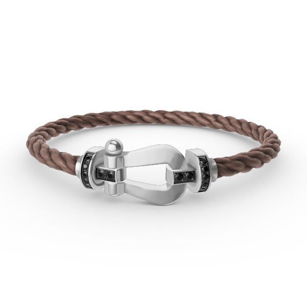 [Everoly JW]フォース ラージホースシュー ブラックダイヤモンドブレスレット シルバー