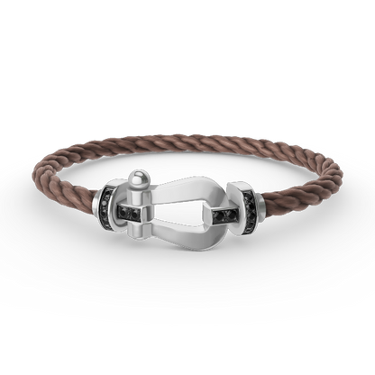 [Everoly JW]フォース ラージホースシュー ブラックダイヤモンドブレスレット シルバー