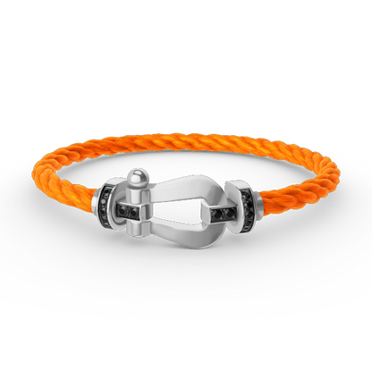 [Everoly JW]フォース ラージホースシュー ブラックダイヤモンドブレスレット シルバー