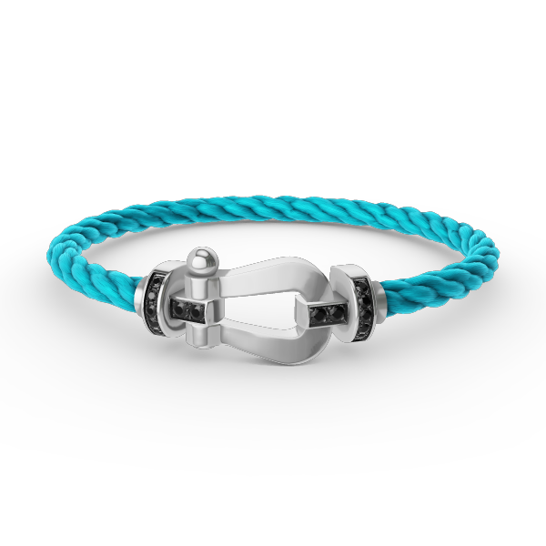 [Everoly JW]フォース ラージホースシュー ブラックダイヤモンドブレスレット シルバー