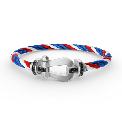 [Everoly JW]フォース ラージホースシュー ブラックダイヤモンドブレスレット シルバー