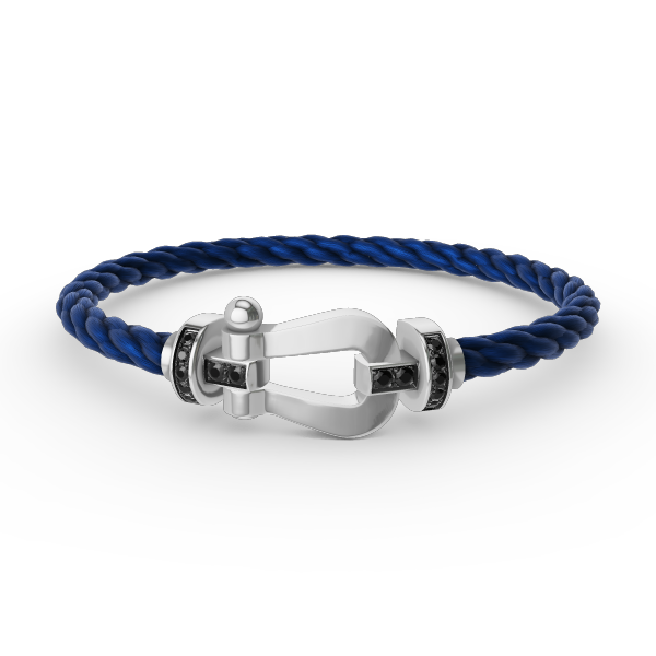 [Everoly JW]フォース ラージホースシュー ブラックダイヤモンドブレスレット シルバー