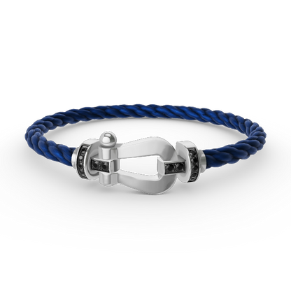[Everoly JW]フォース ラージホースシュー ブラックダイヤモンドブレスレット シルバー