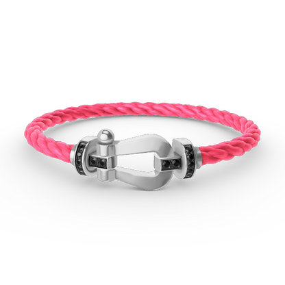 [Everoly JW]フォース ラージホースシュー ブラックダイヤモンドブレスレット シルバー