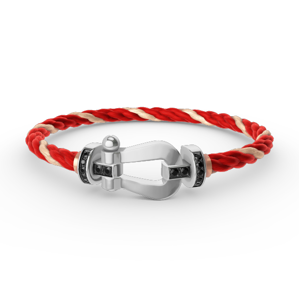 [Everoly JW]フォース ラージホースシュー ブラックダイヤモンドブレスレット シルバー